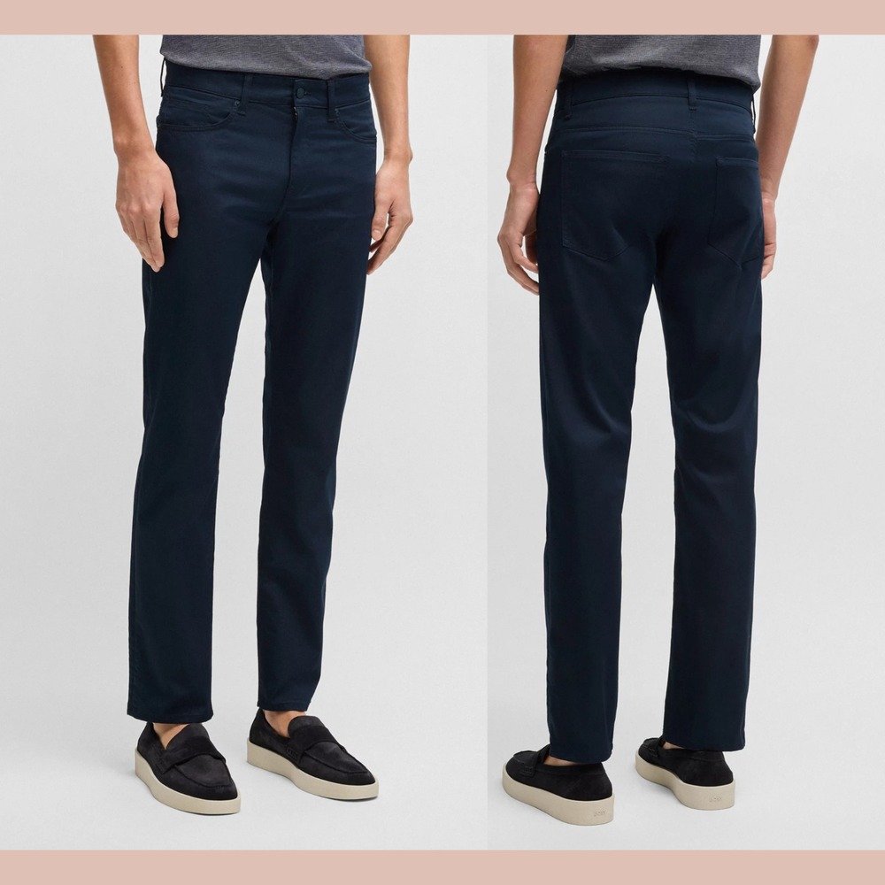 NEW $179 BOSS [ 32/32 US ] Delaware Slim Fit Trousers with Stretch in Blue U1371